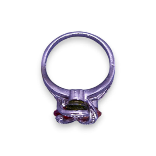 Silver Tone Multi Colour Stones Vintage Ring