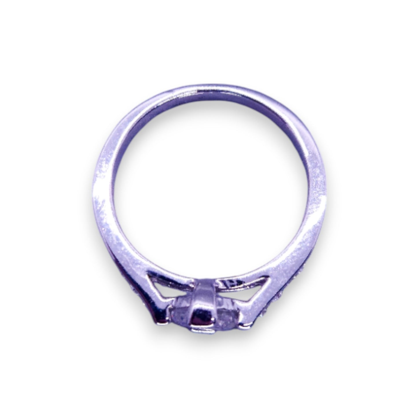 Silver Tone Clear Cubic Zirconia Classic Ring