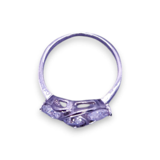 Silver Tone Clear Cubic Zirconia Classic Ring