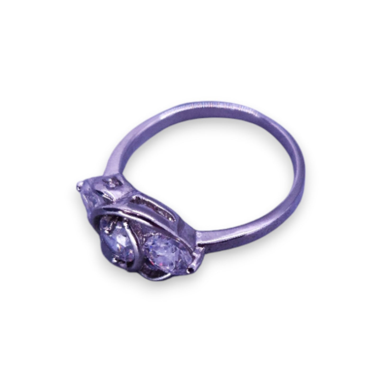 Silver Tone Clear Cubic Zirconia Classic Ring
