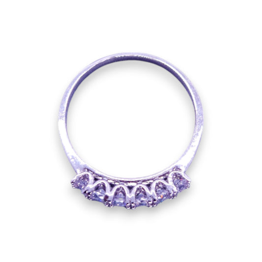 Silver Tone Clear Cubic Zirconia Classic Ring