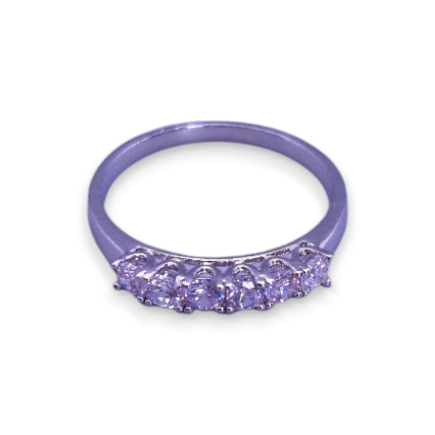Silver Tone Clear Cubic Zirconia Classic Ring