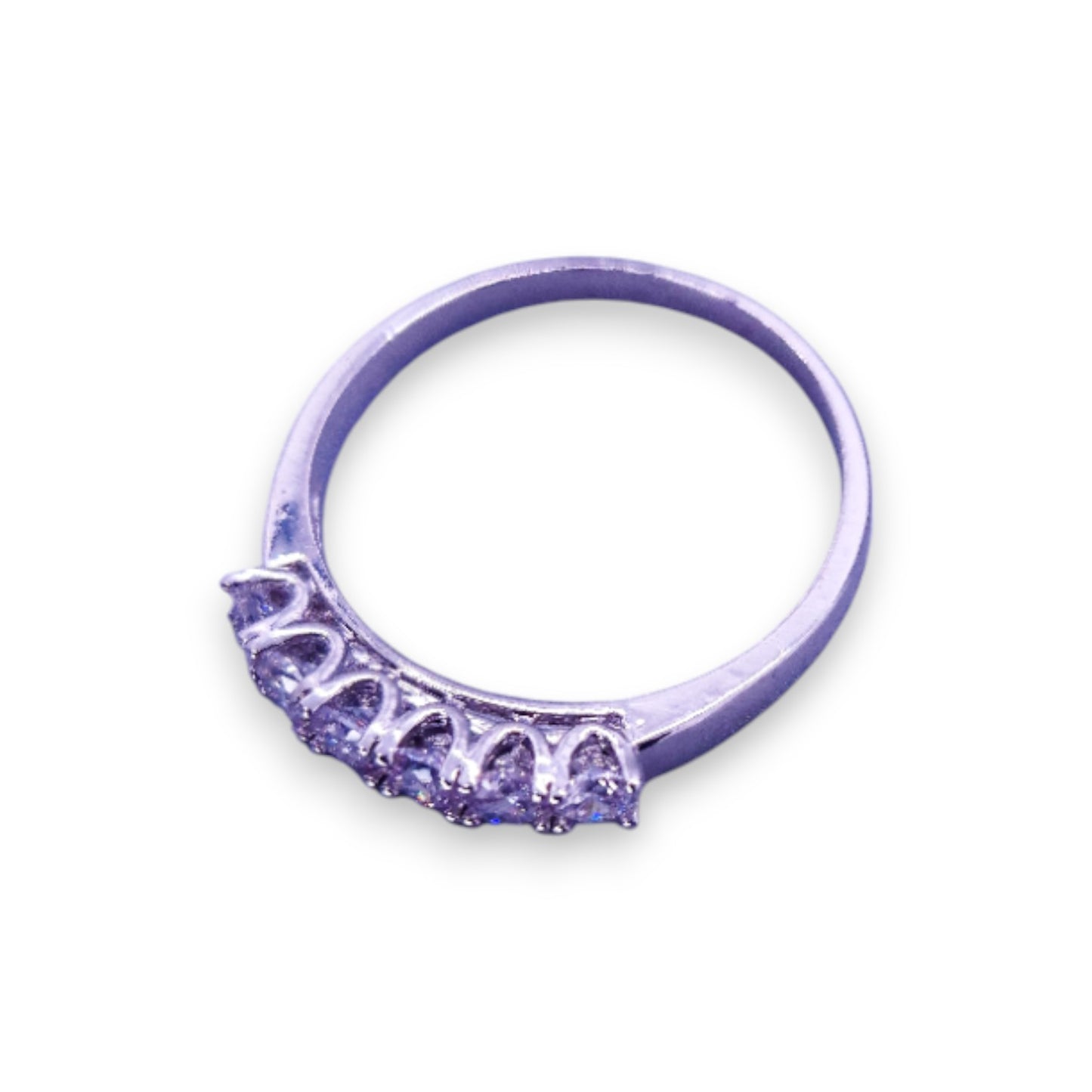 Silver Tone Clear Cubic Zirconia Classic Ring