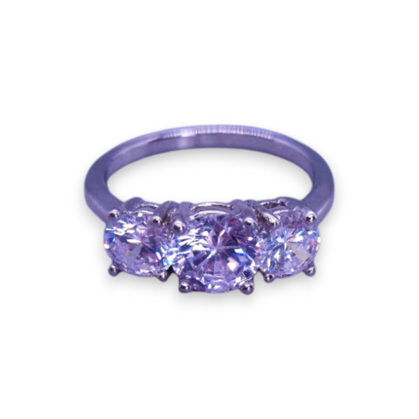 Silver Tone Clear Cubic Zirconia Classic Ring