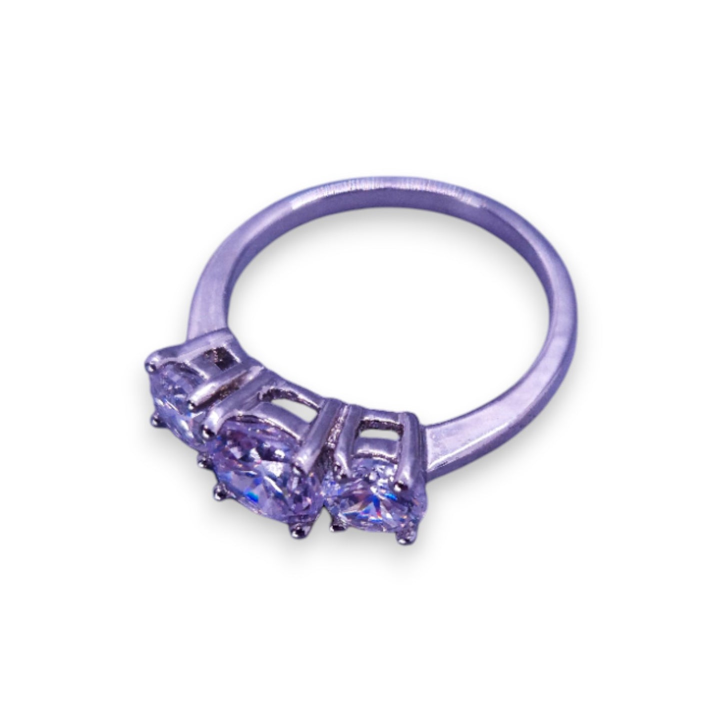Silver Tone Clear Cubic Zirconia Classic Ring