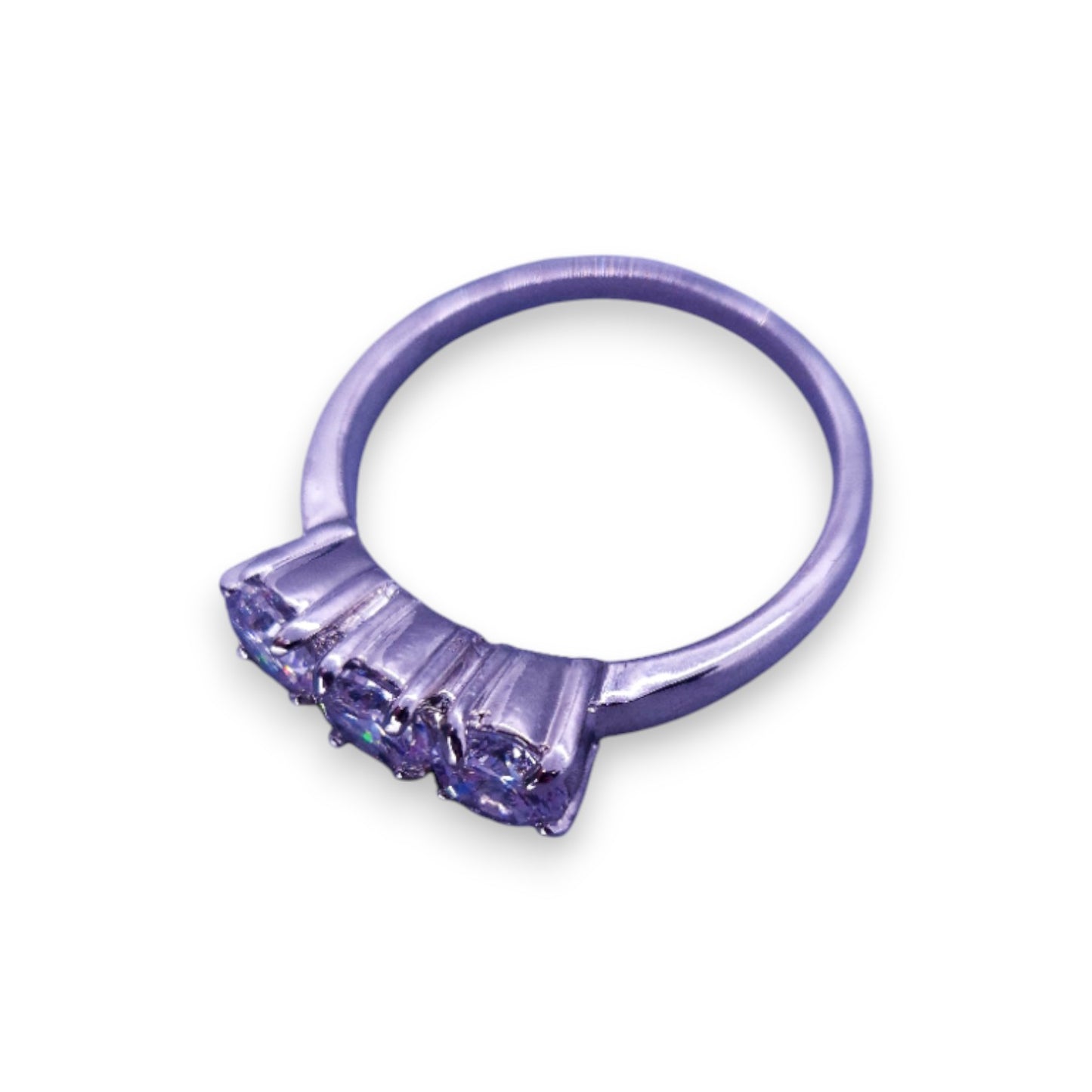Silver Tone Clear Cubic Zirconia Classic Ring