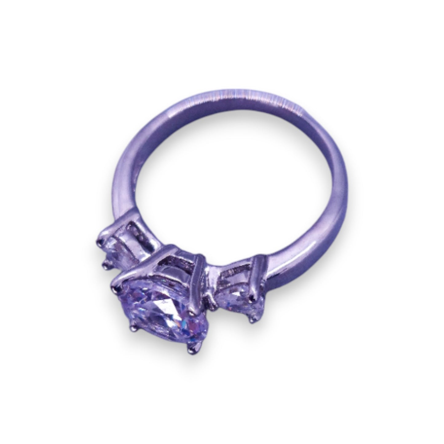 Silver Tone Clear Cubic Zirconia Classic Ring