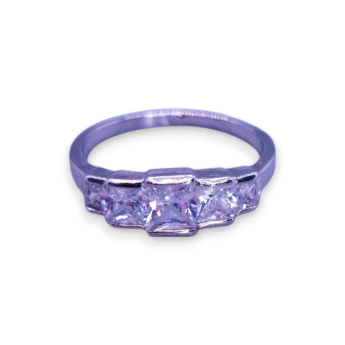 Silver Tone Clear Cubic Zirconia Classic Ring