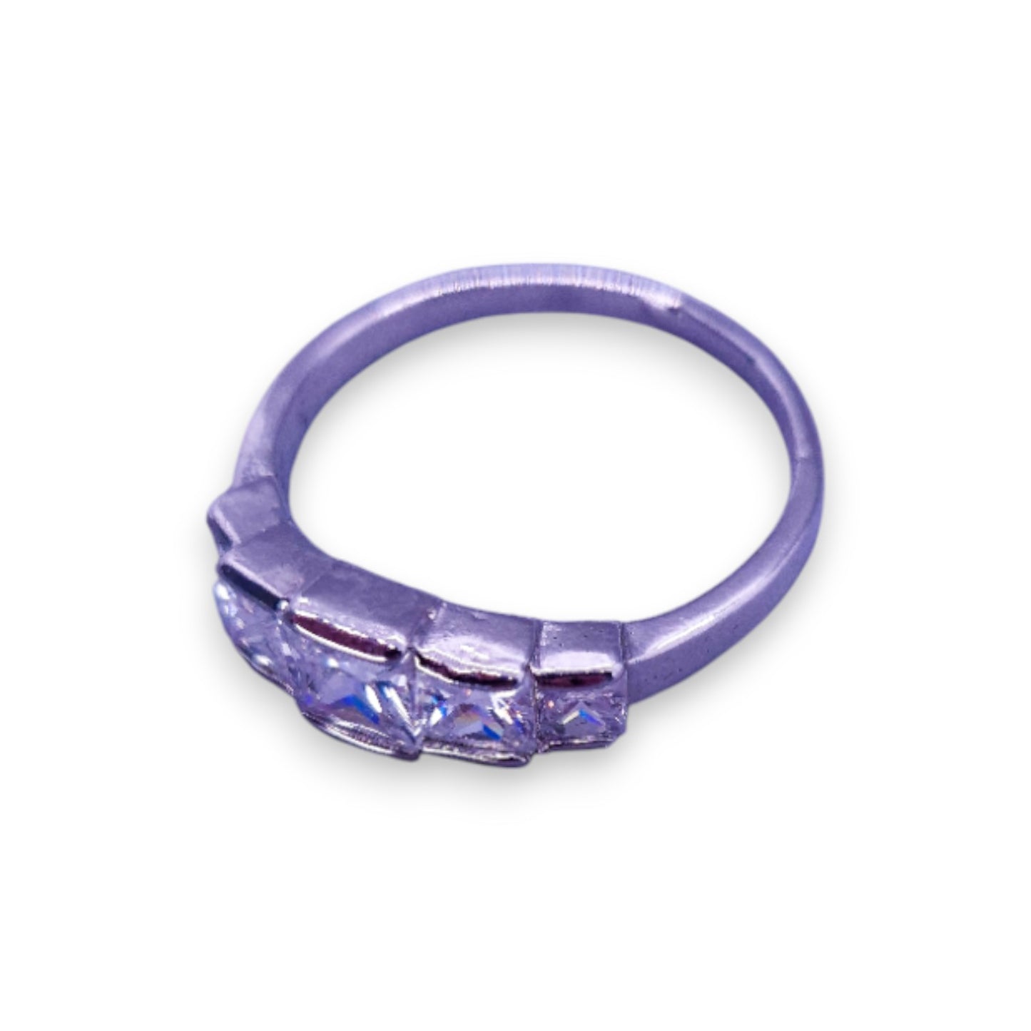 Silver Tone Clear Cubic Zirconia Classic Ring