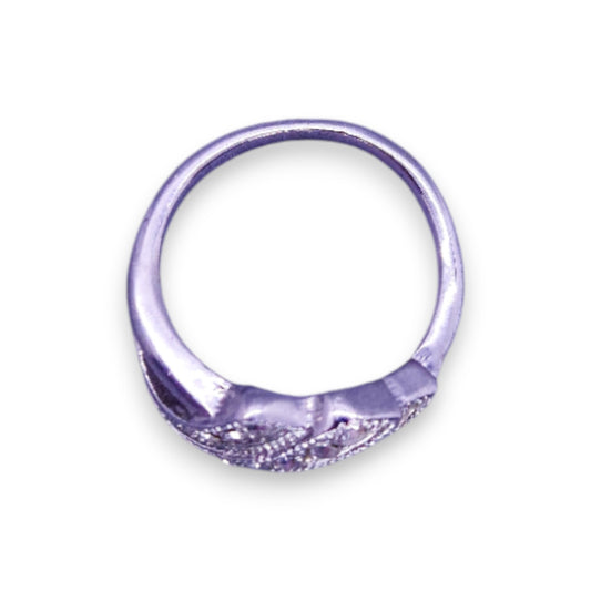 Silver Tone Clear Cubic Zirconia Classic Ring