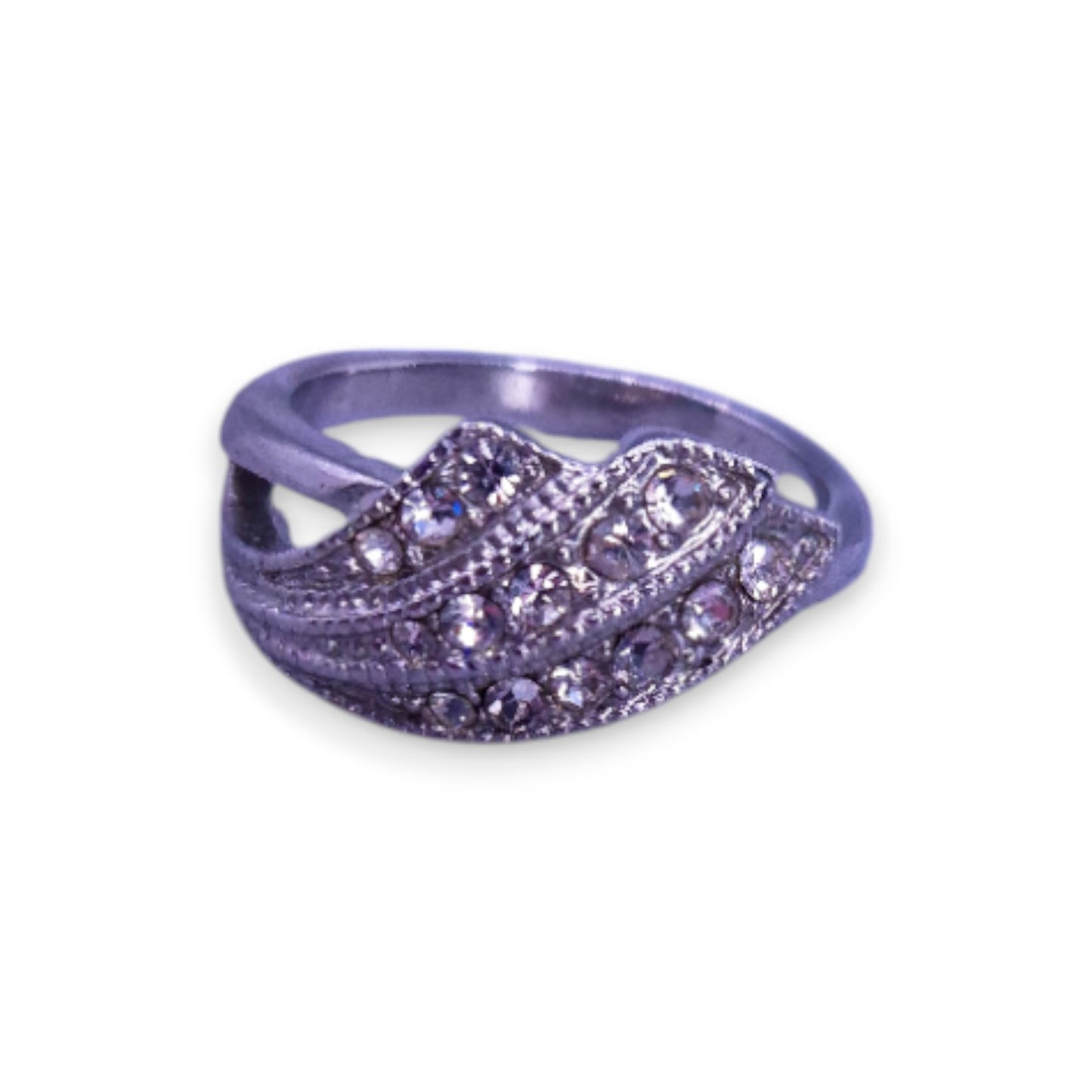Silver Tone Clear Cubic Zirconia Classic Ring
