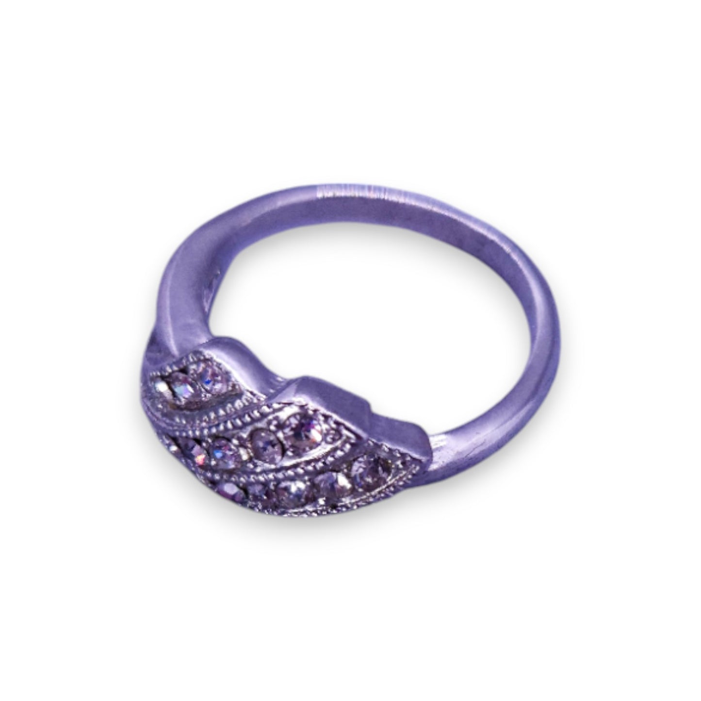 Silver Tone Clear Cubic Zirconia Classic Ring