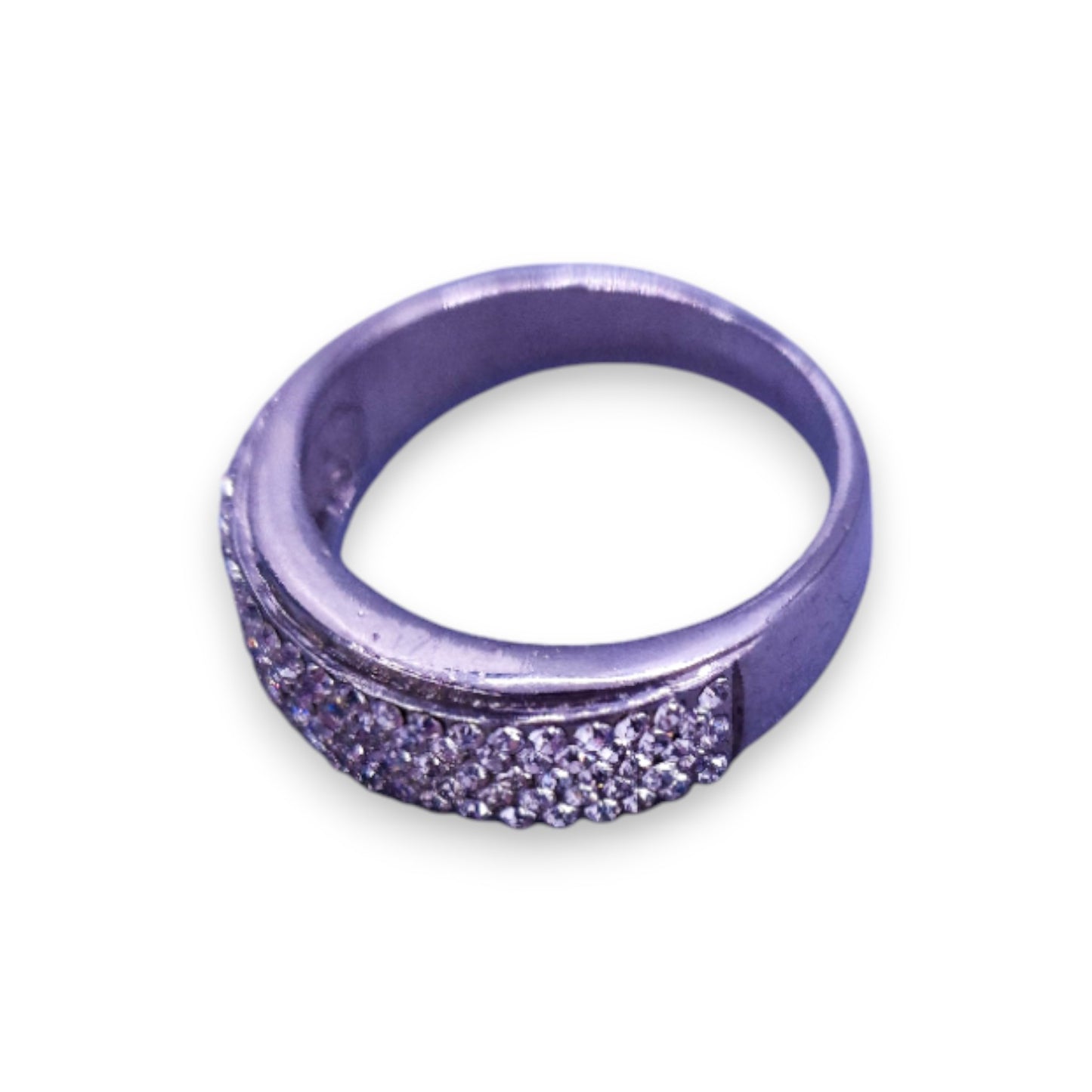 Silver Tone Clear Cubic Zirconia Classic Ring