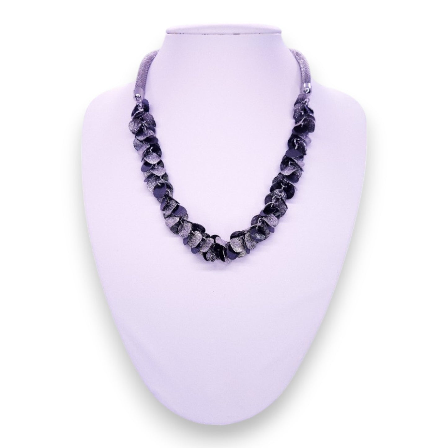 Silver Tone Modern Necklace