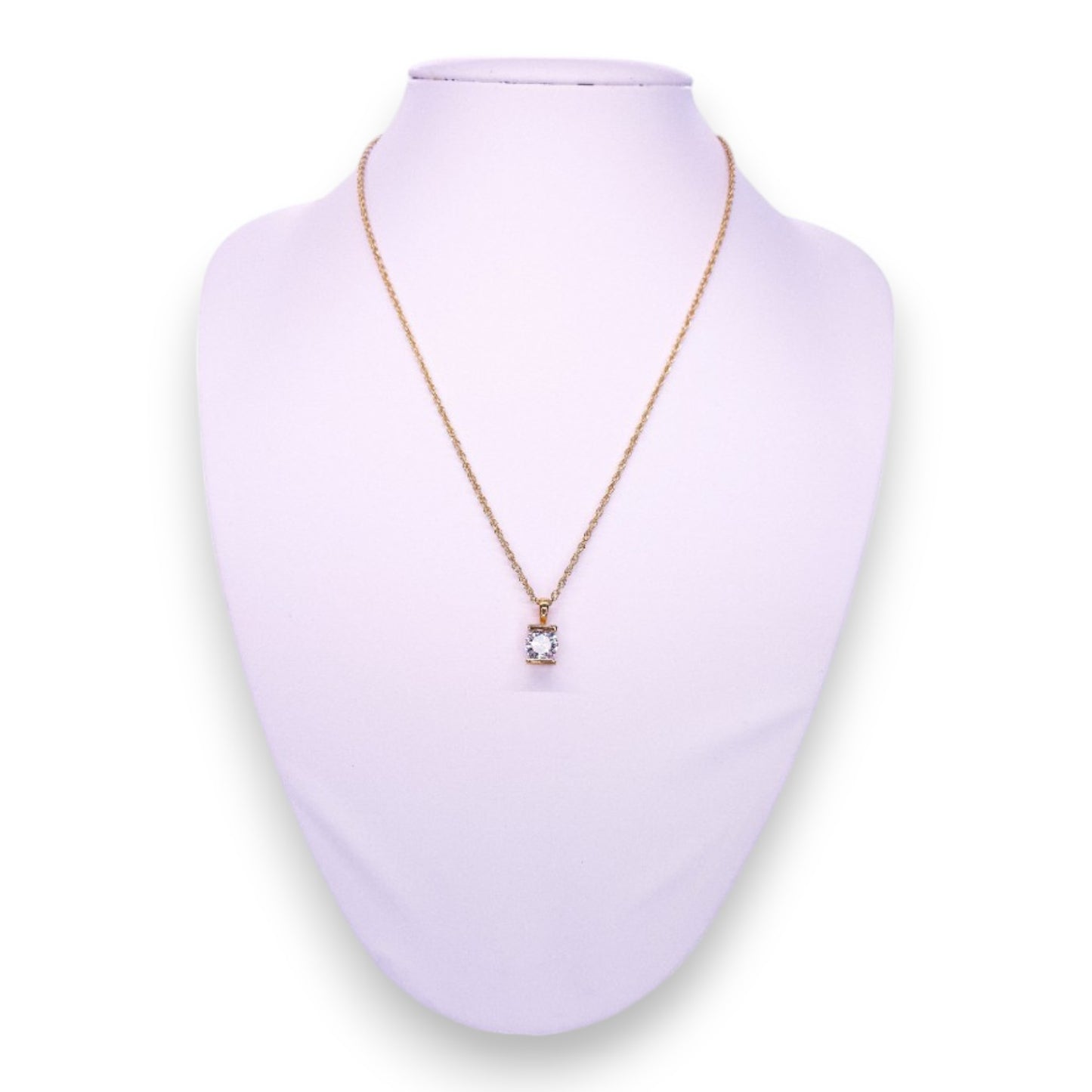 Gold Tone Cubic Zirconia Classic Necklace