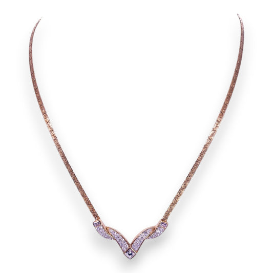 Gold Tone Cubic Zirconia Attwood & Sawyer Classic Necklace