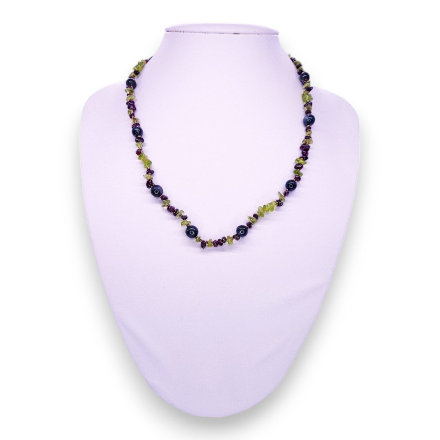 Peridot, Garnet & Pearls Classic Necklace - Semi-Precious Stone