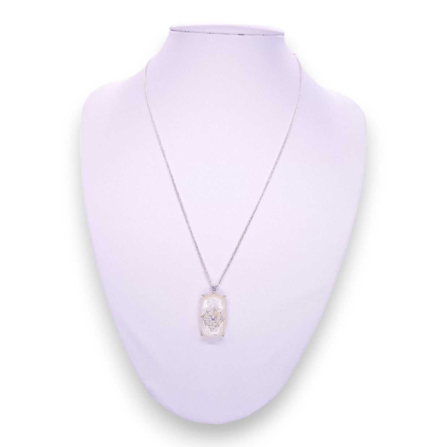 Silver Tone Moonstone Classic Necklace