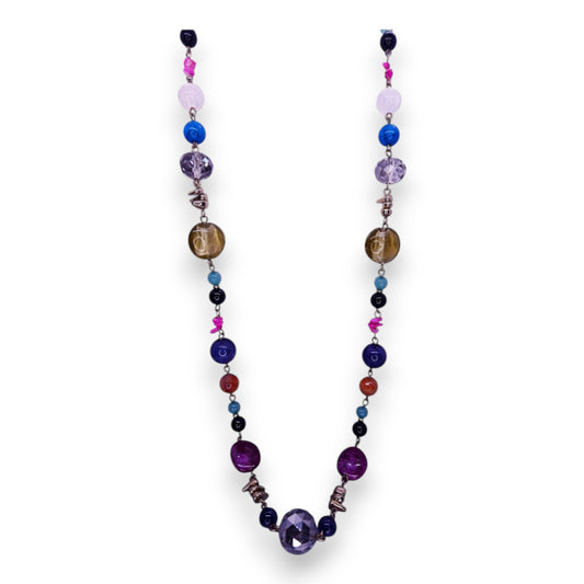 Silver Tone with Glass Beads Classic Necklace