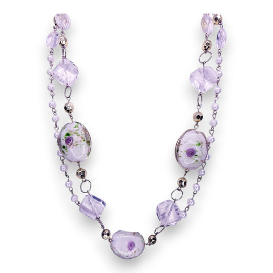 Silver Tone with Glass Beads Nature Inspired Necklace