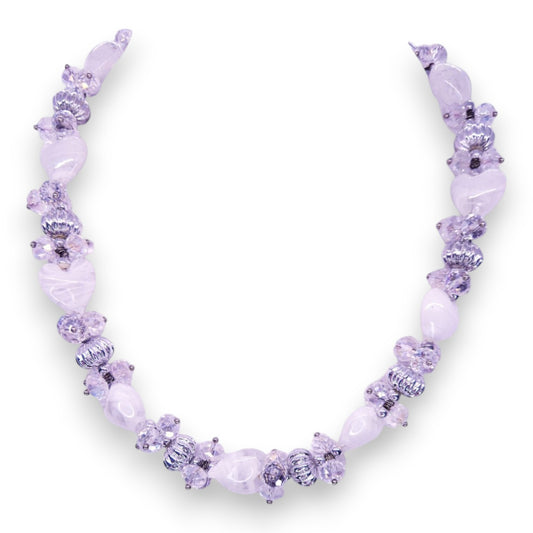 Silver Tone with Glass Beads Romantic Necklace