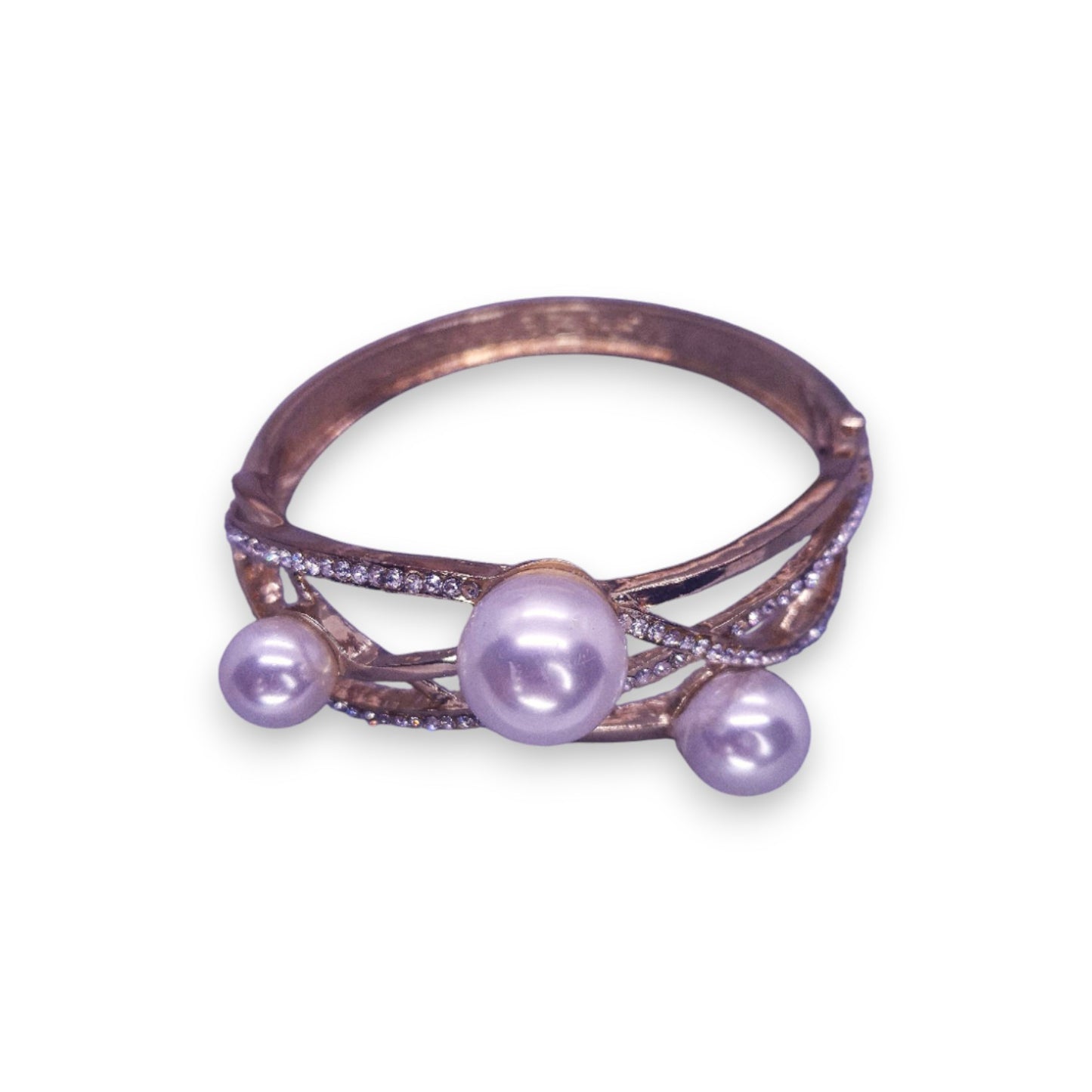 Gold Tone Faux Pearl & Cubic Zirconia Classic Bracelet