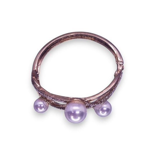 Gold Tone Faux Pearl & Cubic Zirconia Classic Bracelet