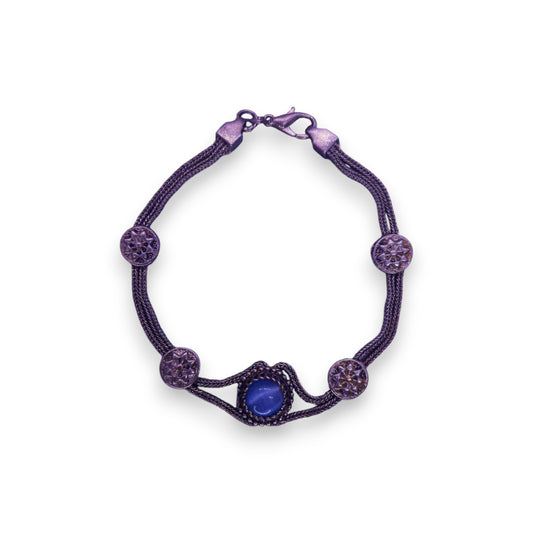 Silver Tone Blue Paste Vintage Bracelet