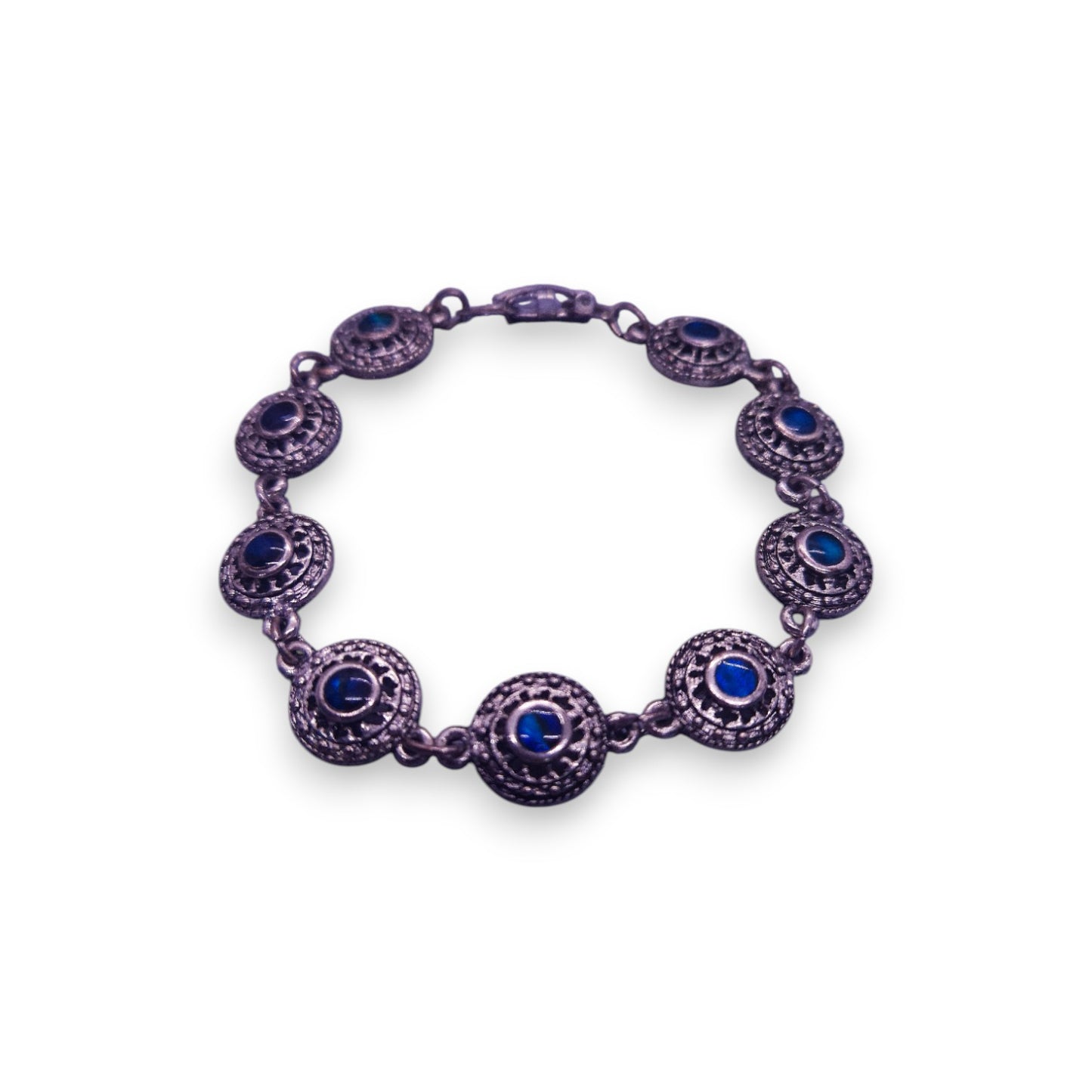 Silver Tone Blue Paste Vintage Bracelet