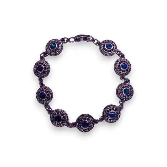 Silver Tone Blue Paste Vintage Bracelet