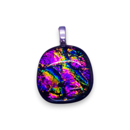Silver Tone Glass Statement Pendant