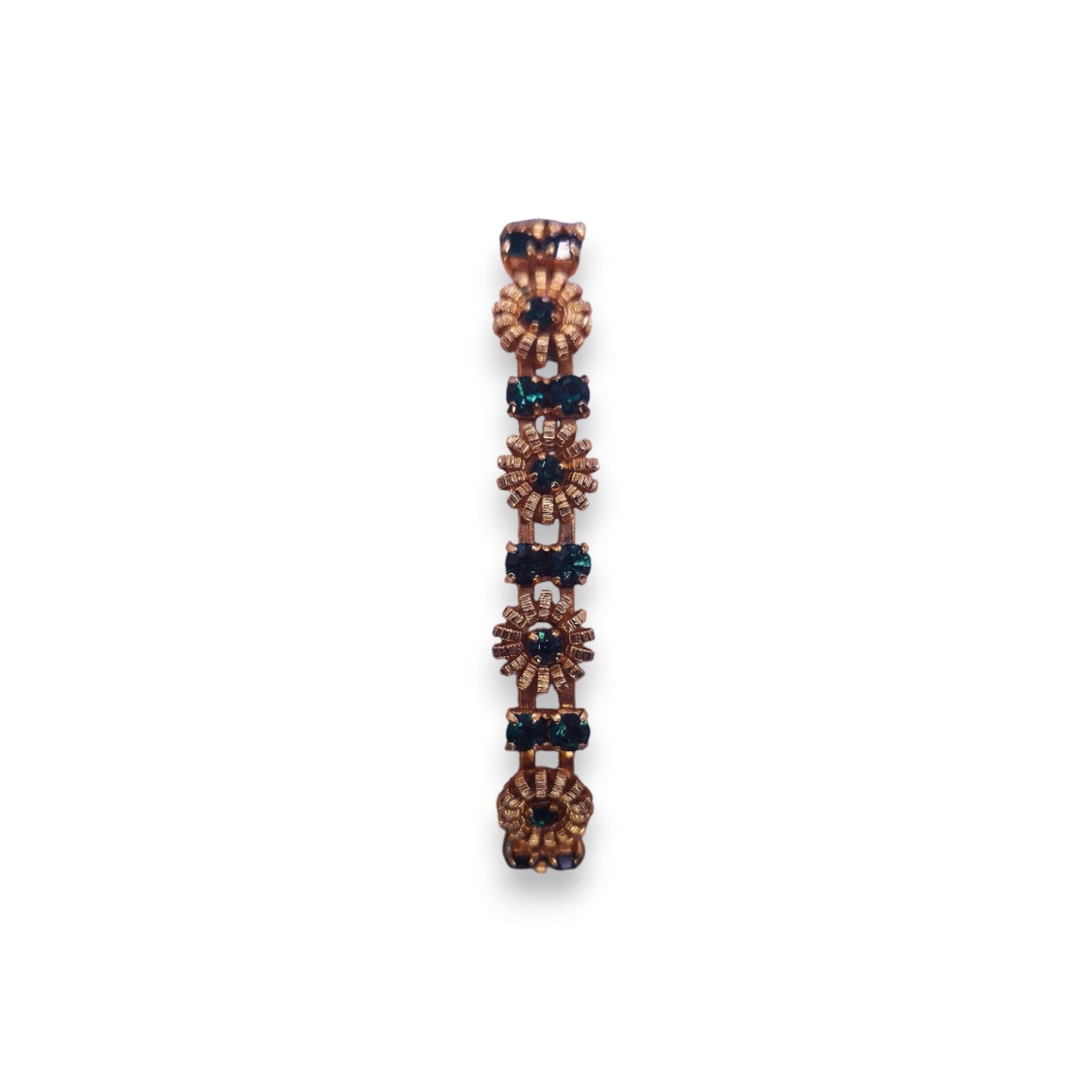 Gold Tone Green Cubic Zirconia Nature Inspired Flower Bracelet
