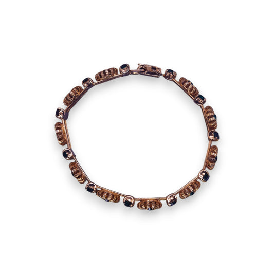 Gold Tone Green Cubic Zirconia Nature Inspired Flower Bracelet