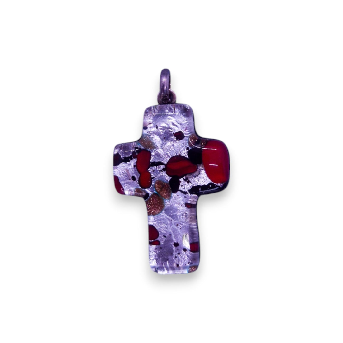 Silver Tone Glass Statement Pendant