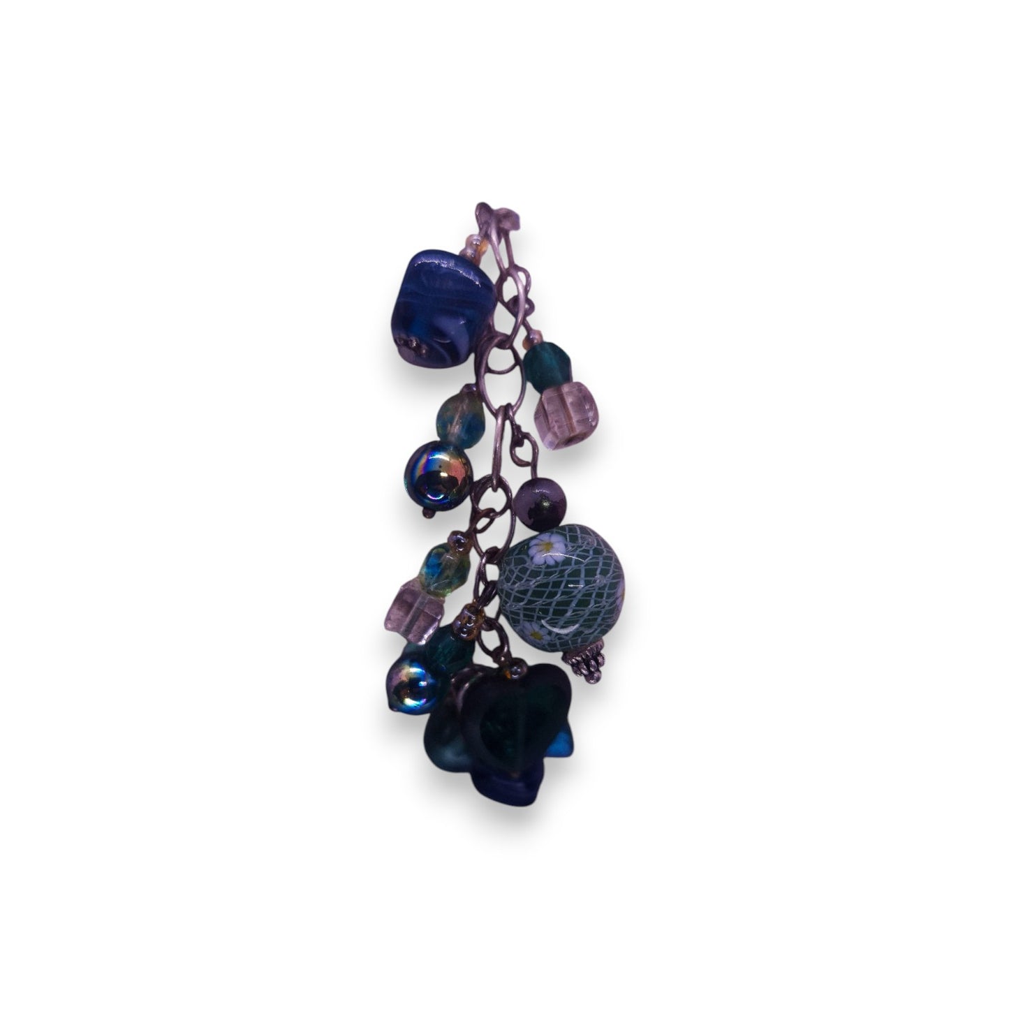 Silver Tone Glass Beads Classic Bracelet