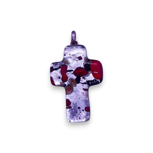 Silver Tone Glass Statement Pendant