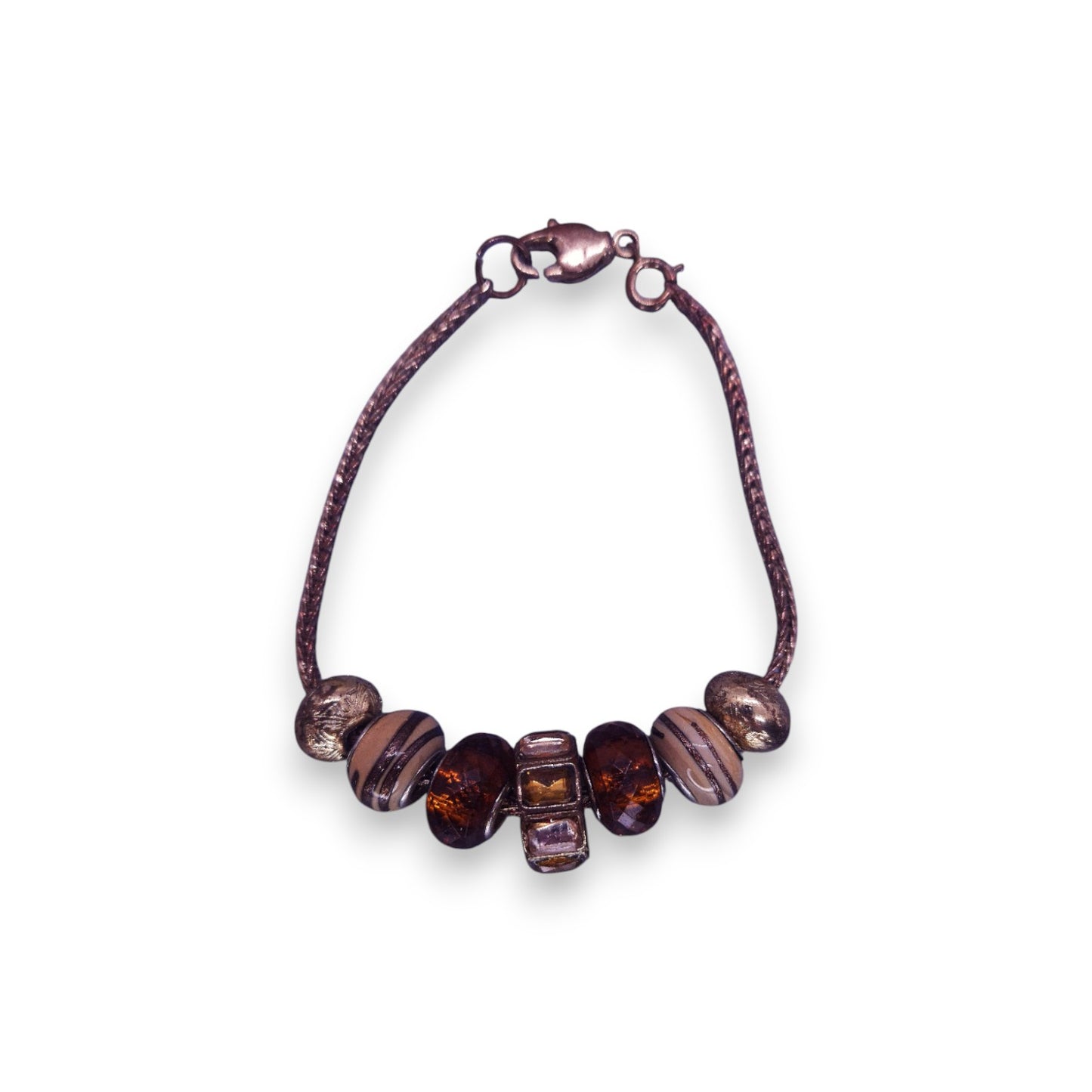 Gold Tone Pandora Style Beads Classic Bracelet