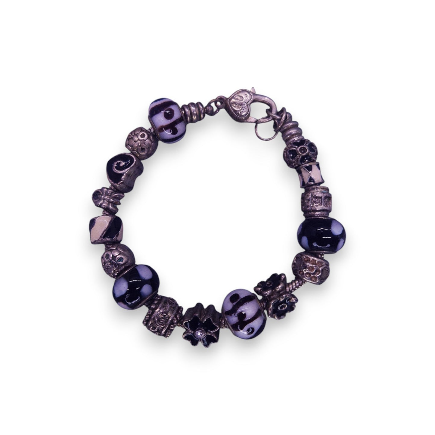 Silver Tone Pandora Style Beads Classic Bracelet