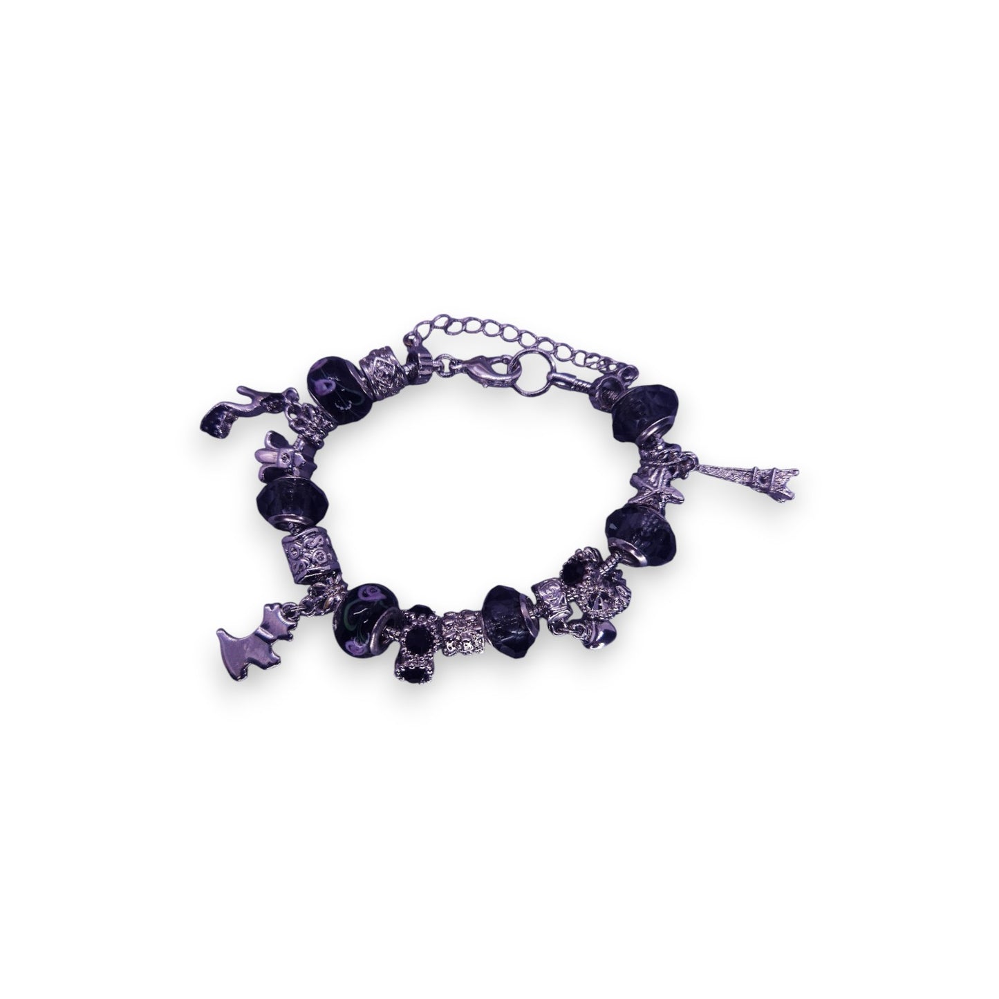Silver Tone Pandora Style Beads Classic Bracelet