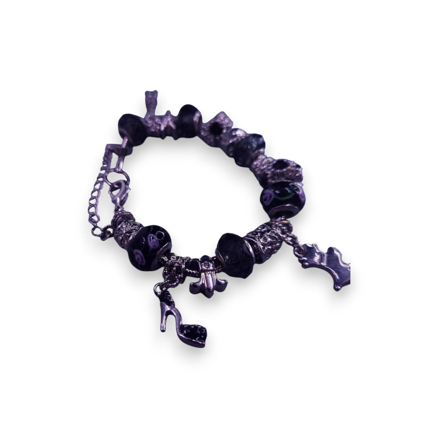 Silver Tone Pandora Style Beads Classic Bracelet