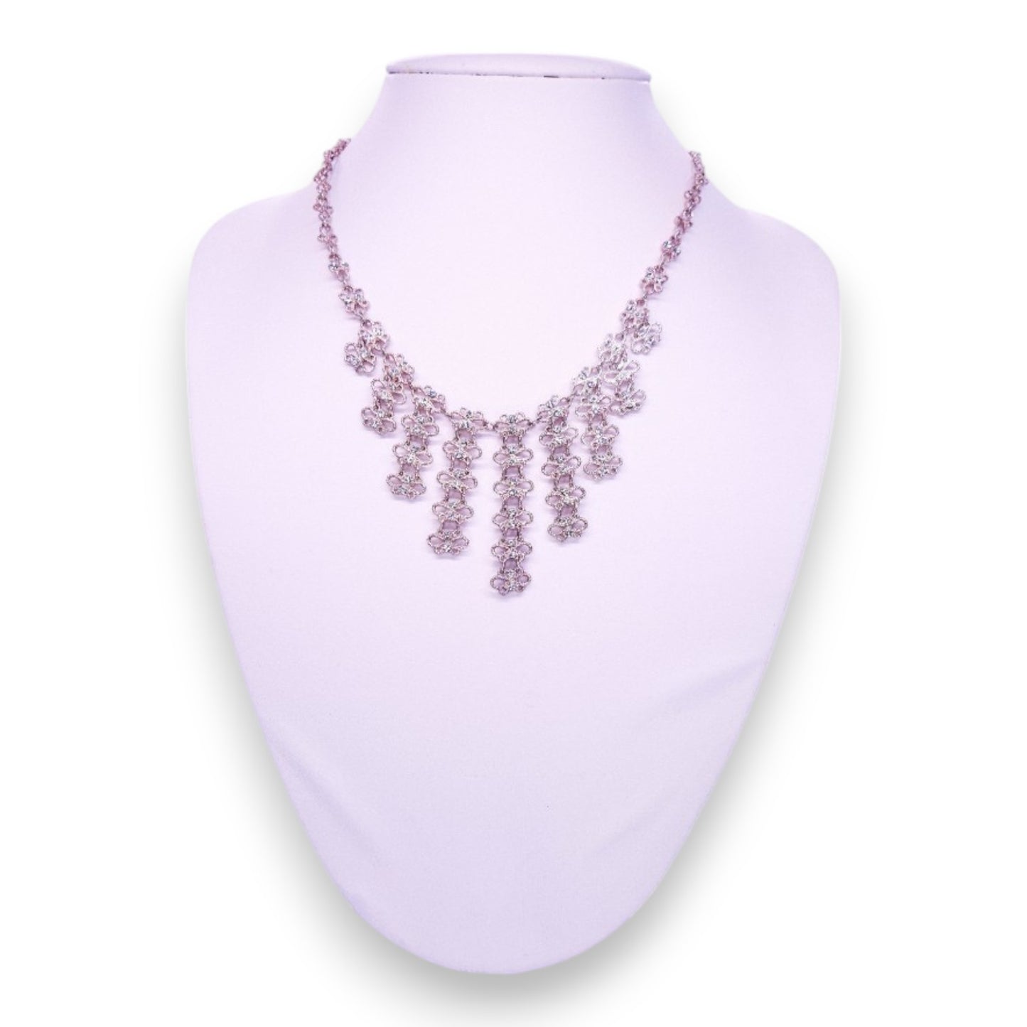 Gold Tone Metal Clear Cubic Zirconia Classic Necklace