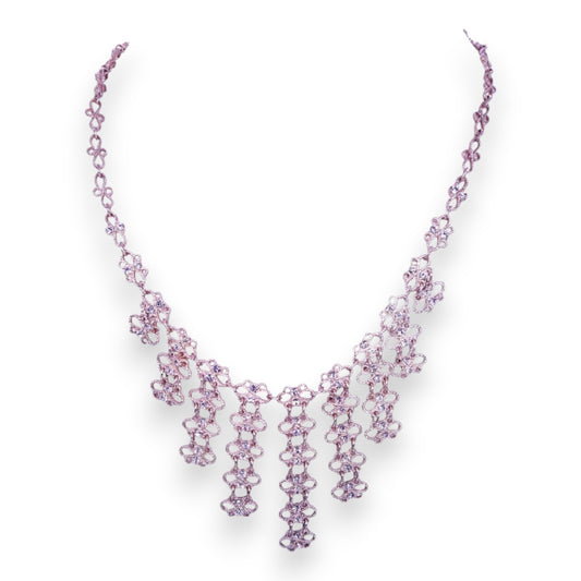 Gold Tone Metal Clear Cubic Zirconia Classic Necklace