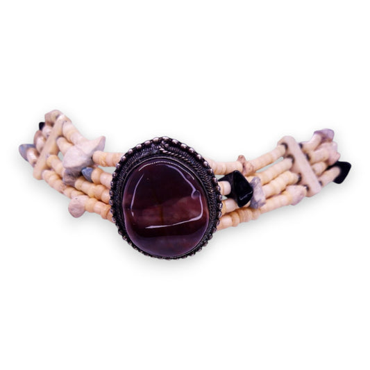 Possibly Jasper Heishi Beads Labradorite Onyx Bohemian Necklace