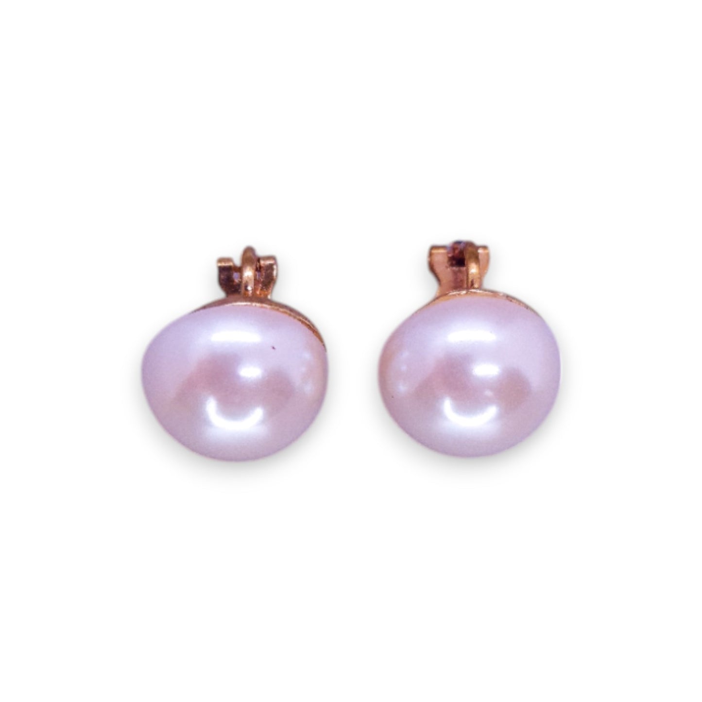 Gold Tone Faux Pearl Classic Earrings