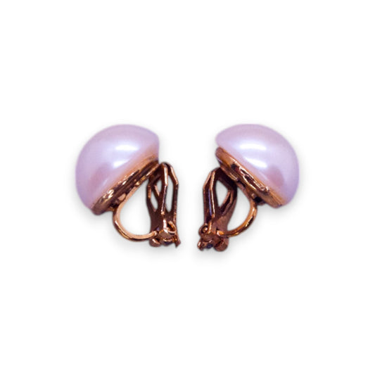 Gold Tone Faux Pearl Classic Earrings