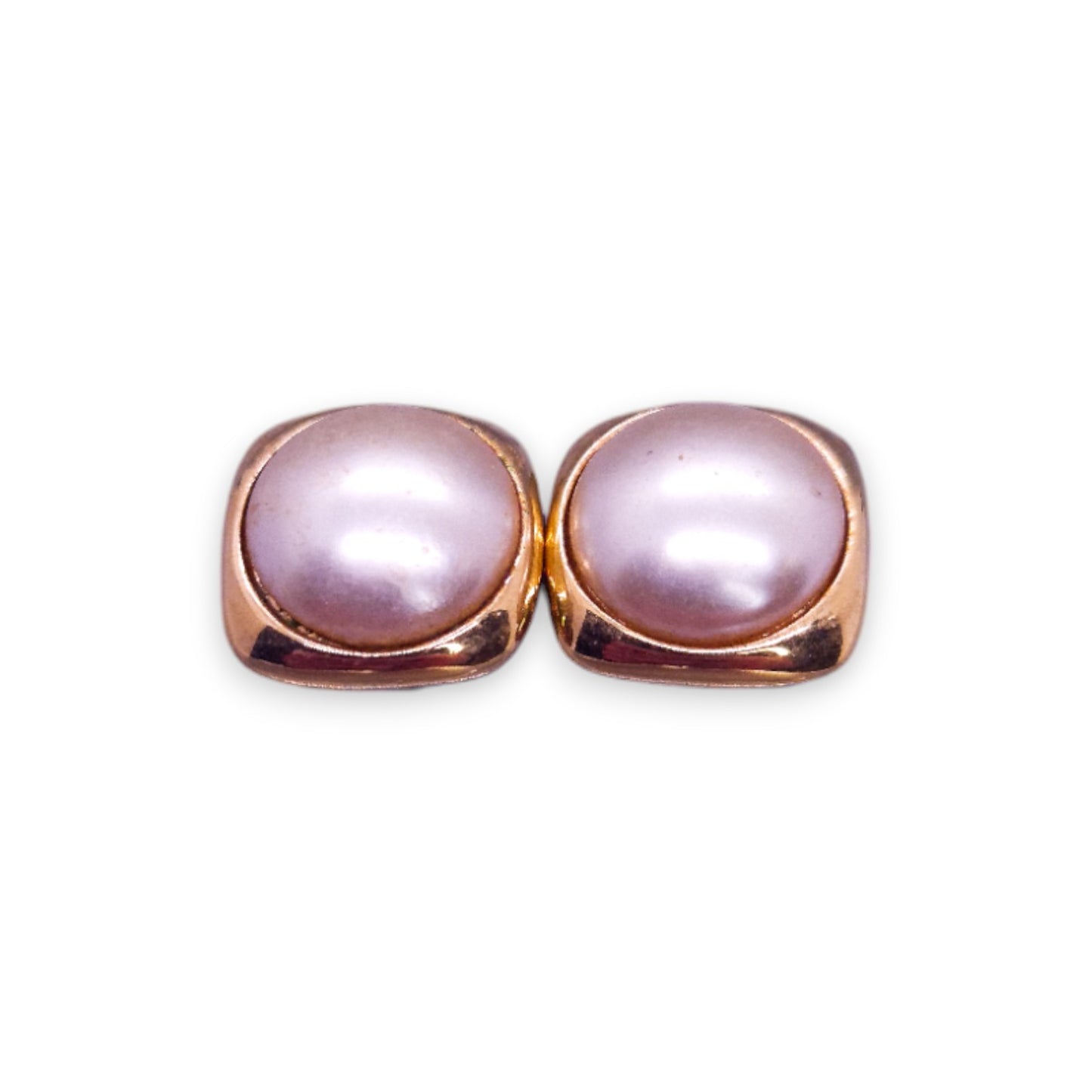 Gold Tone Faux Pearl Classic Earrings