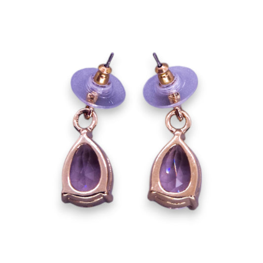 Gold Tone Pink & Clear Cubic Zirconia Classic Earrings