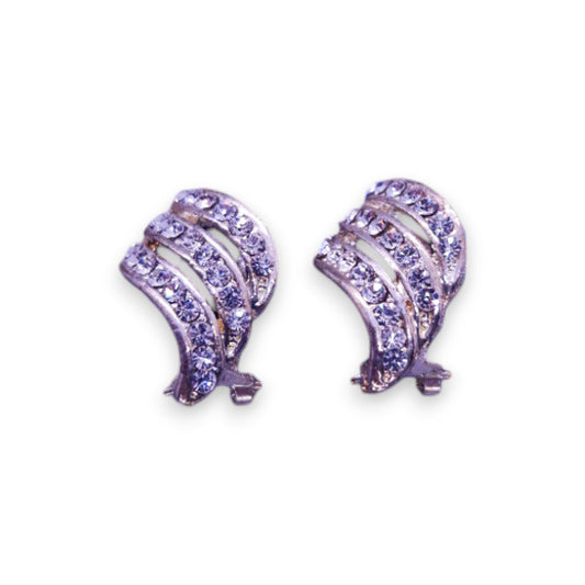 Silver Tone Clear Cubic Zirconia Classic Earrings