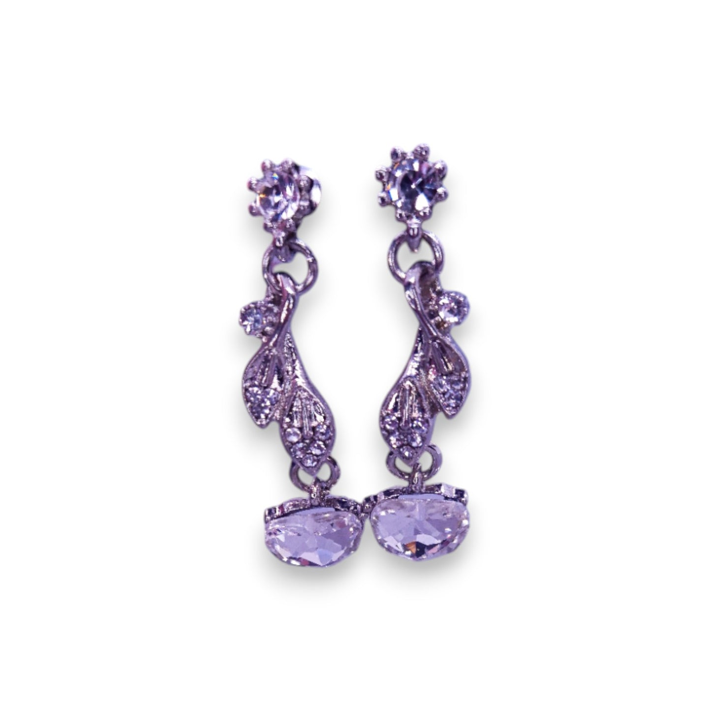 Silver Tone Clear Cubic Zirconia Classic Earrings