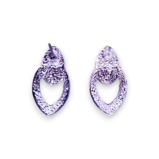 Silver Tone Peach & Clear Cubic Zirconia Classic Earrings